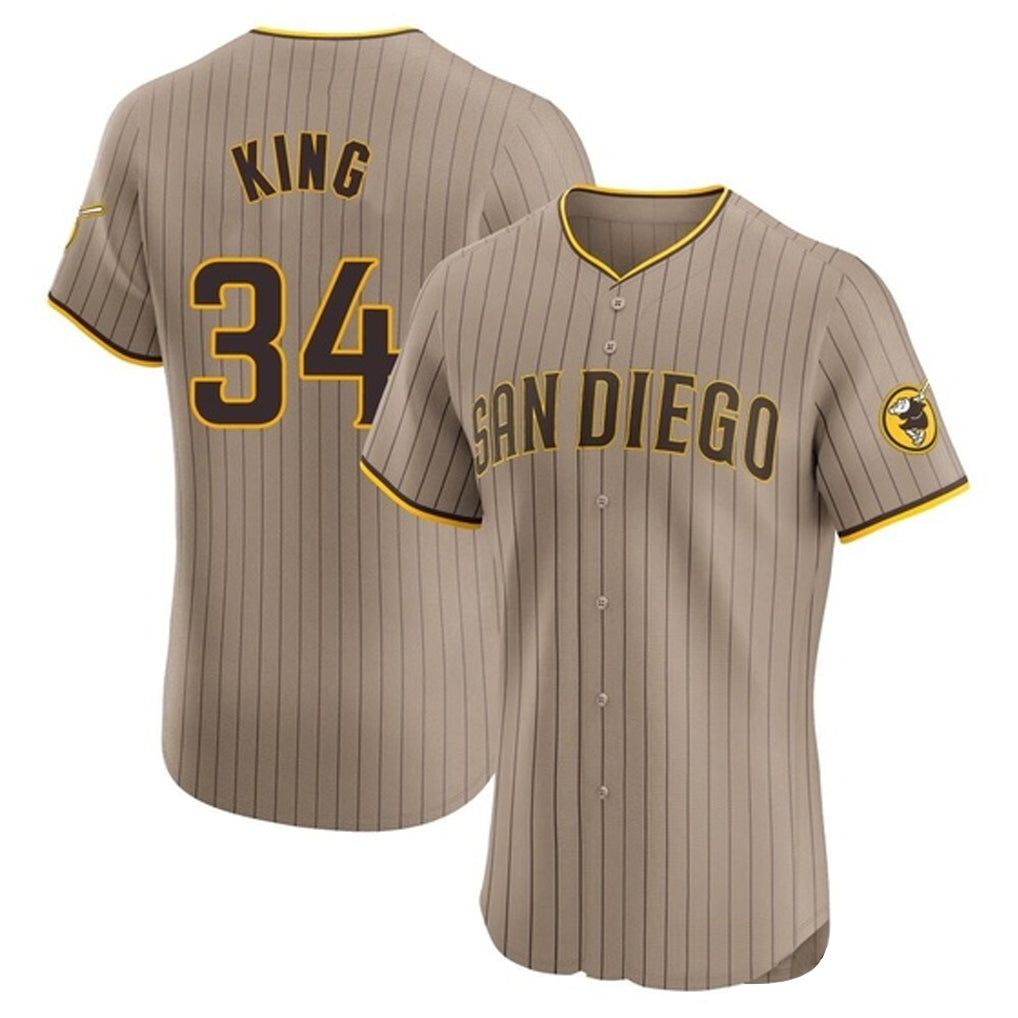 MATTH S.Diego Padres #34 Michael King Player Khaki Home Limited Elite Stitched Jerseys