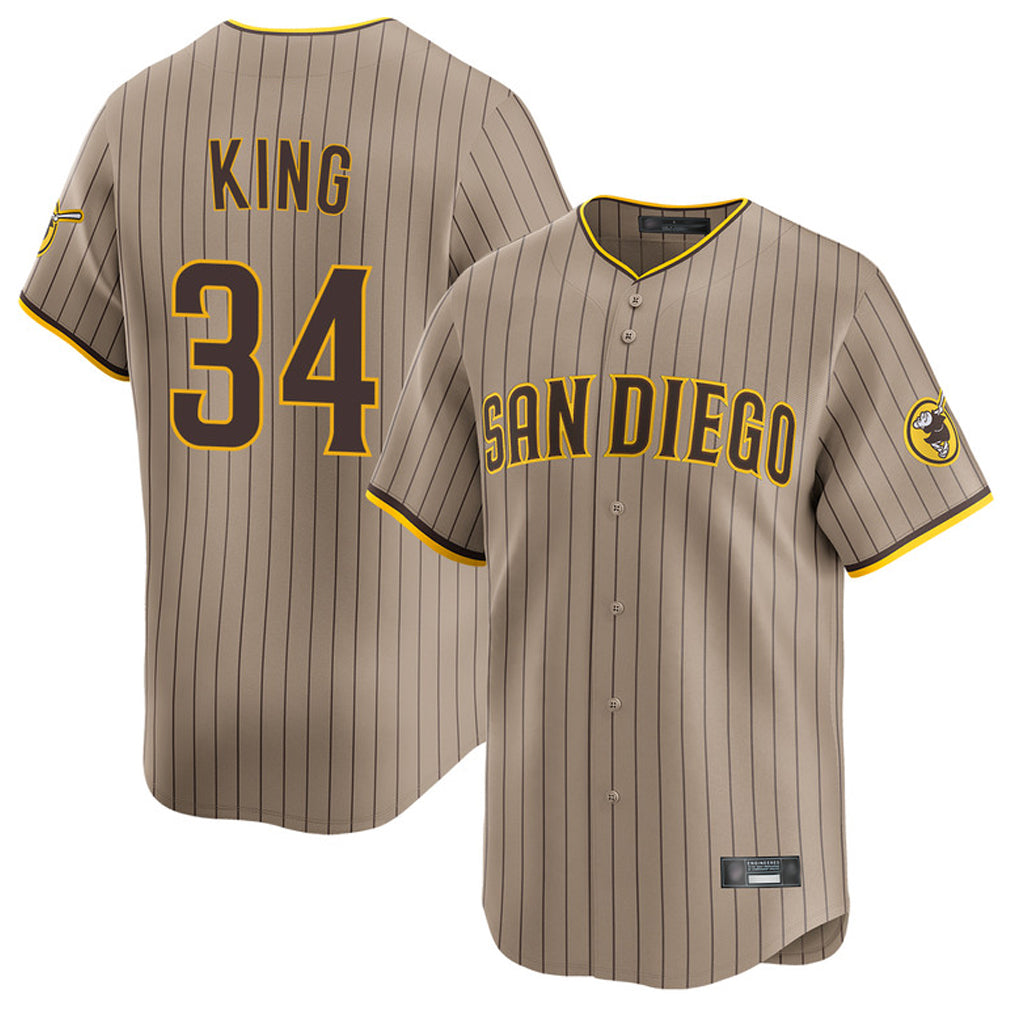 MATTH S.Diego Padres #34 Michael King Player Khaki Home Limited Stitched Jerseys