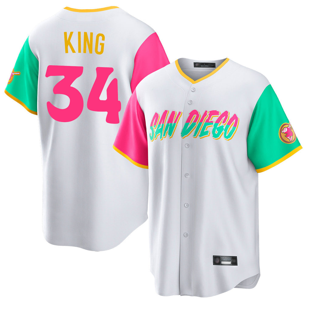 MATTH S.Diego Padres #34 Michael King Player White City Connect Home Game Stitched Jerseys