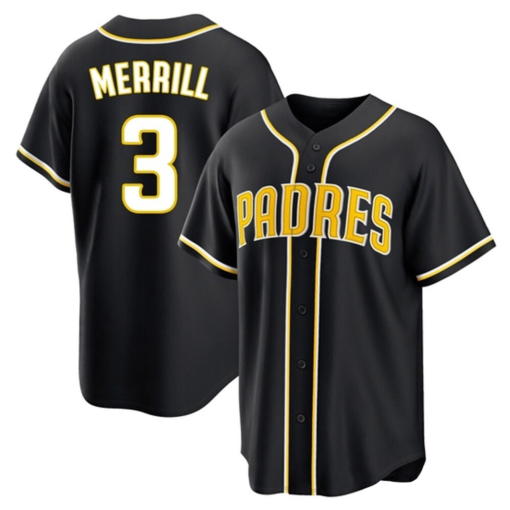 MATTH S.Diego Padres #3 Jackson Merrill Player Black 2026 Fashion Home Stitched Jerseys