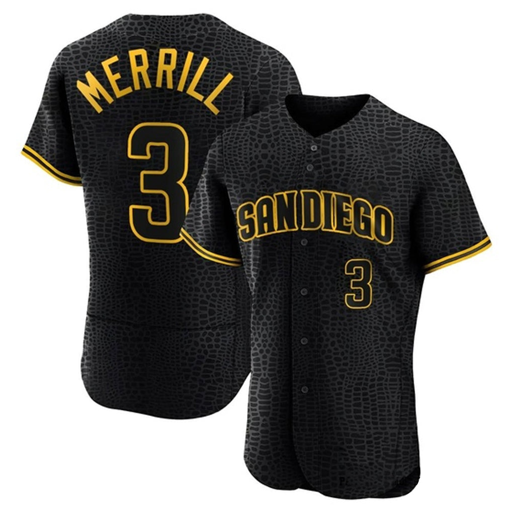 MATTH S.Diego Padres #3 Jackson Merrill Player Black Snake Skin City Home Limited Elite Stitched Jerseys