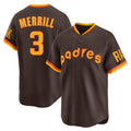 MATTH S.Diego Padres #3 Jackson Merrill Player Brown Home Cooperstown Collection Replica Game Stitched Jerseys