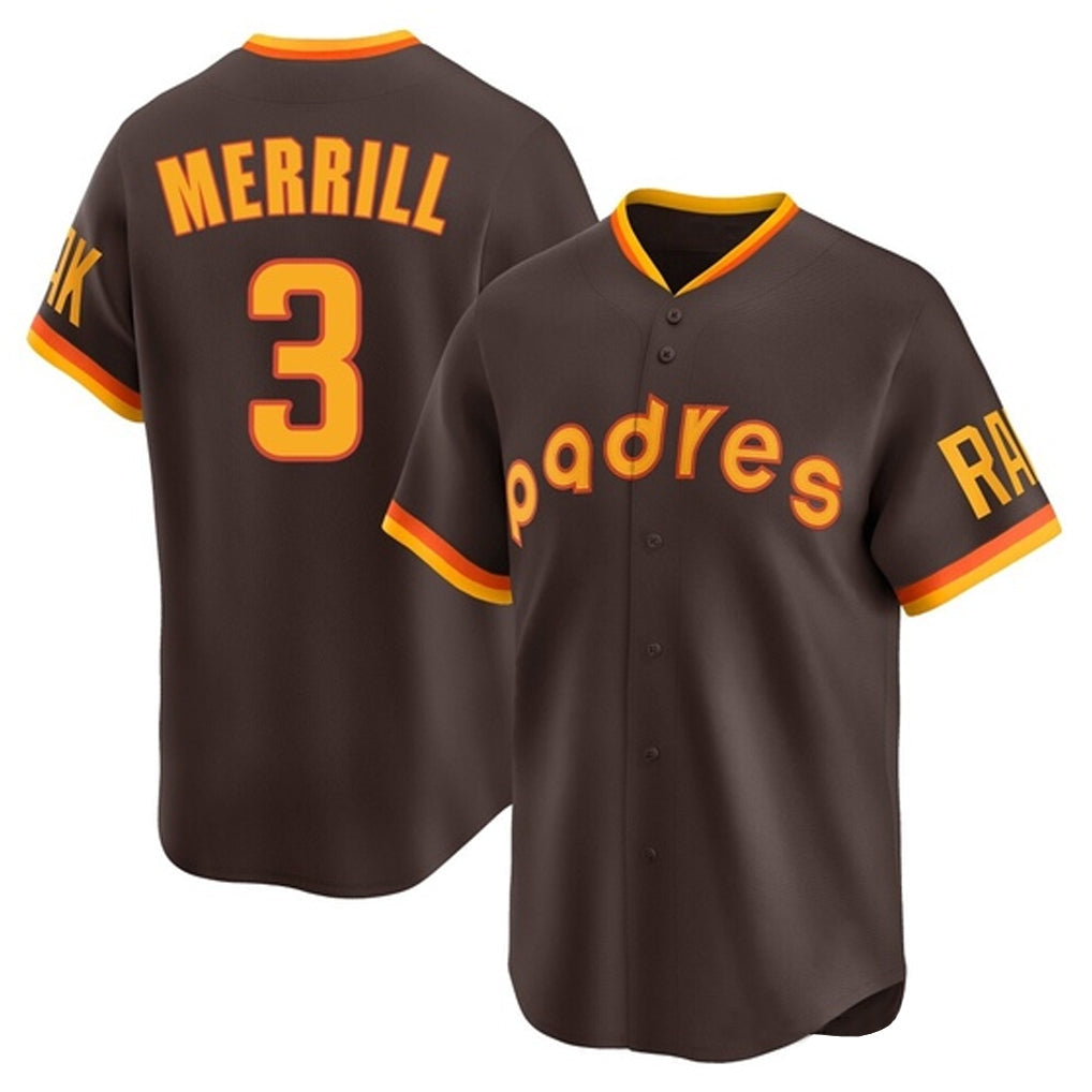 MATTH S.Diego Padres #3 Jackson Merrill Player Brown Home Cooperstown Collection Replica Game Stitched Jerseys