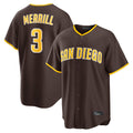 MATTH S.Diego Padres #3 Jackson Merrill Player Brown Home Game Stitched Jerseys
