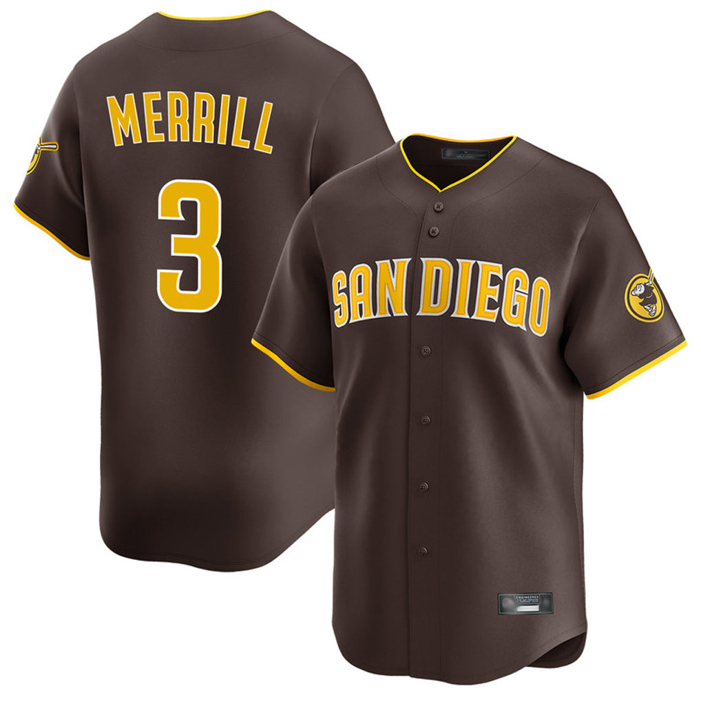MATTH S.Diego Padres #3 Jackson Merrill Player Brown Home Limited Stitched Jerseys
