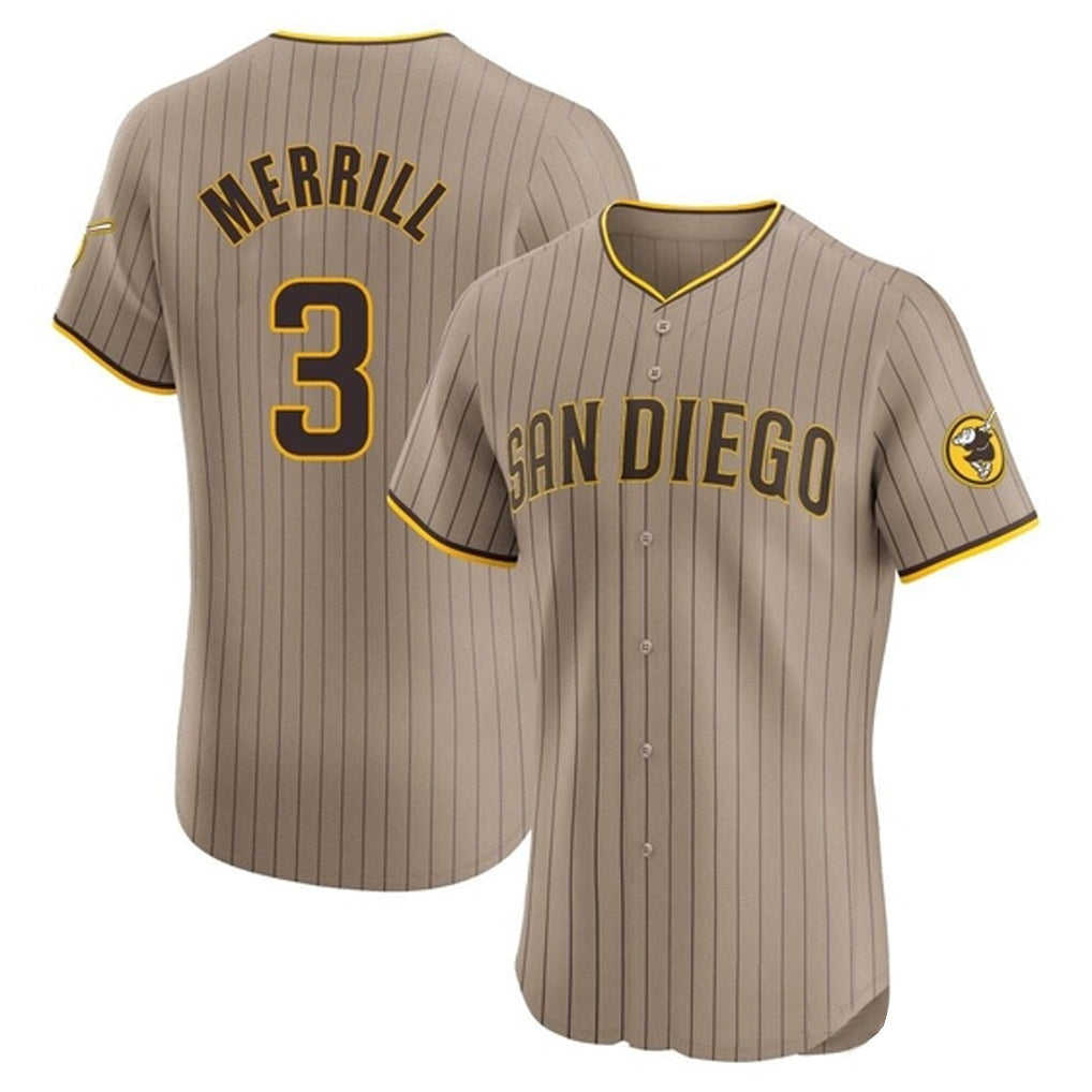 MATTH S.Diego Padres #3 Jackson Merrill Player Khaki Home Limited Elite Stitched Jerseys