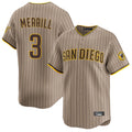 MATTH S.Diego Padres #3 Jackson Merrill Player Khaki Home Limited Stitched Jerseys