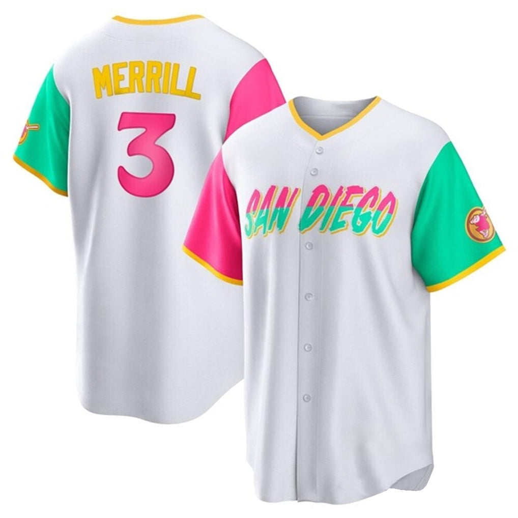 MATTH S.Diego Padres #3 Jackson Merrill Player White City Connect Home Game Stitched Jerseys
