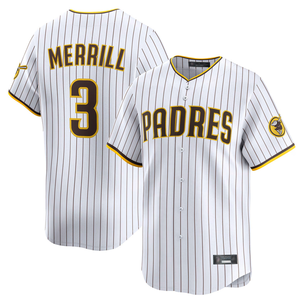 MATTH S.Diego Padres #3 Jackson Merrill Player White Home Limited Stitched Jerseys