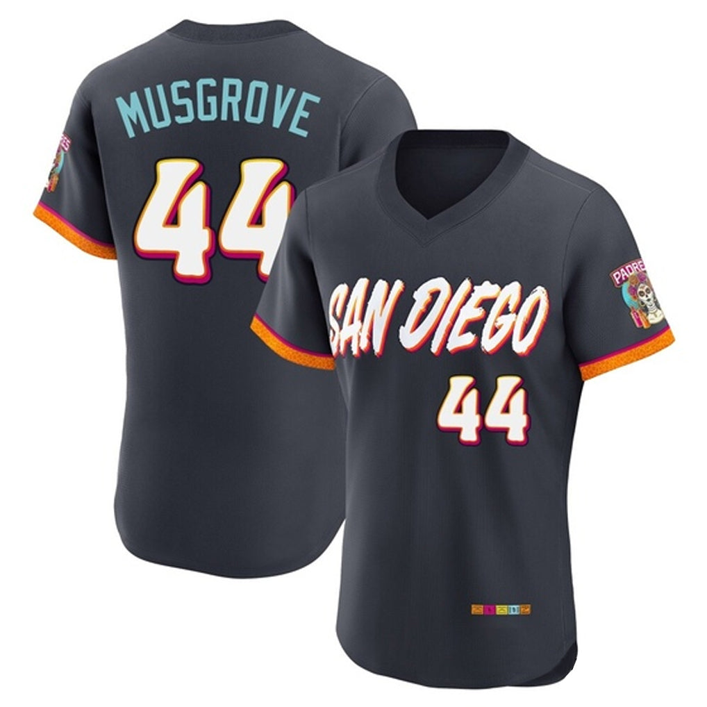 MATTH S.Diego Padres #44 Joe Musgrove Player Obsidian 2026 City Connect Home Limited Elite T-shirt Stitched Jerseys