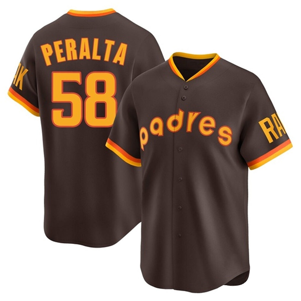 MATTH S.Diego Padres #58 Wandy Peralta Player Brown Home Cooperstown Collection Replica Game Stitched Jerseys
