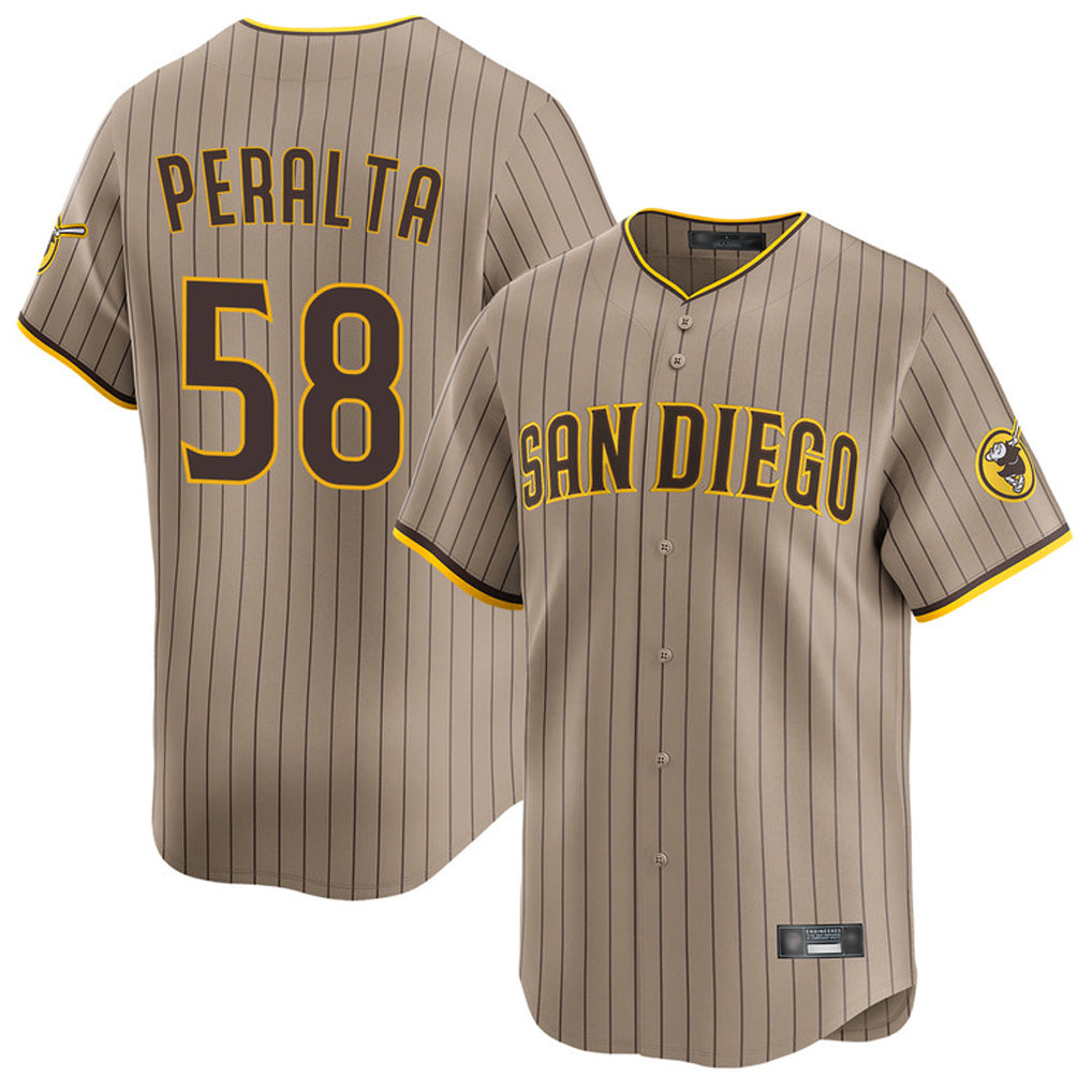 MATTH S.Diego Padres #58 Wandy Peralta Player Khaki Home Limited Stitched Jerseys