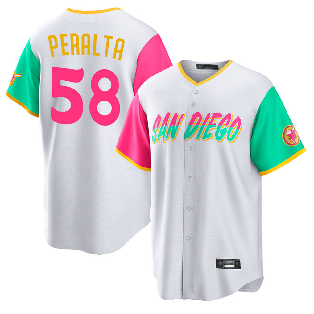 MATTH S.Diego Padres #58 Wandy Peralta Player White City Connect Home Game Stitched Jerseys