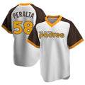 MATTH S.Diego Padres #58 Wandy Peralta Player White Home Cooperstown Collection Replica Game Stitched Jerseys
