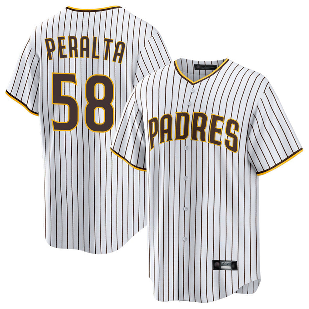 MATTH S.Diego Padres #58 Wandy Peralta Player White Home Game Stitched Jerseys