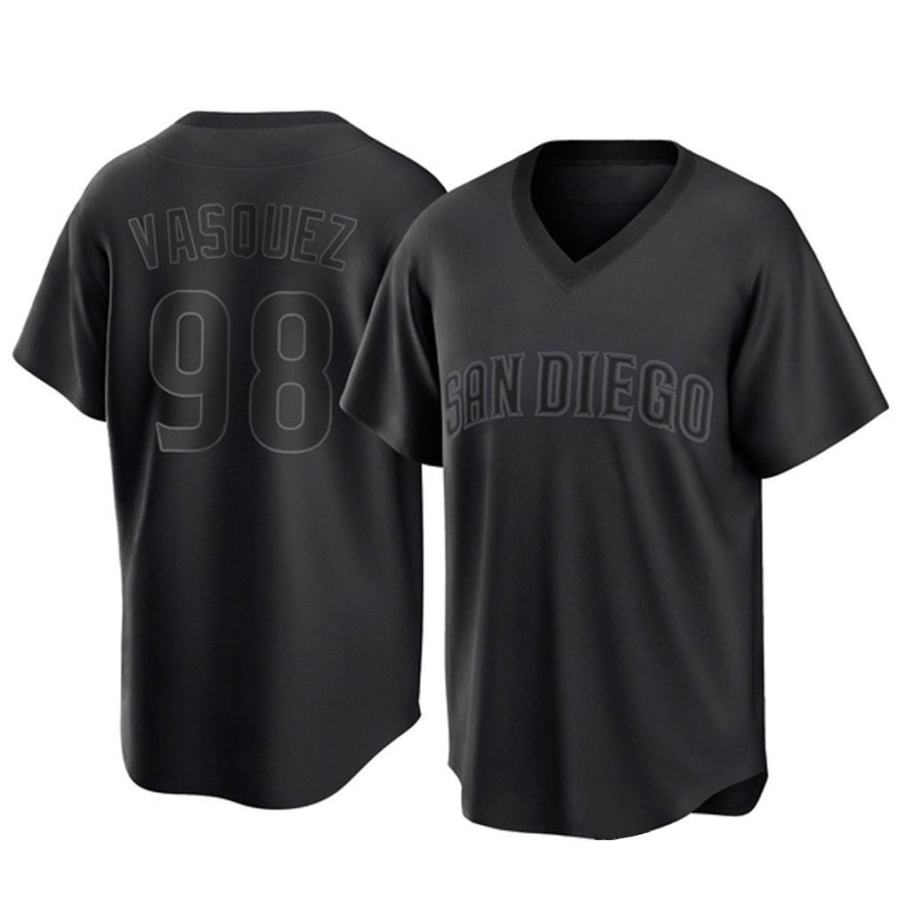 MATTH S.Diego Padres #98 Randy Vasquez Player Black Pitch Fashion Game T-shirt Stitched Jerseys