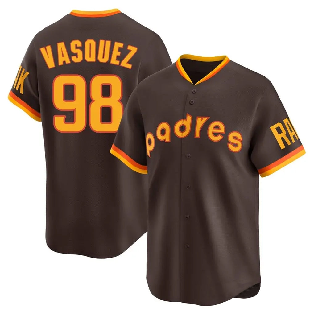 MATTH S.Diego Padres #98 Randy Vasquez Player Brown Home Cooperstown Collection Replica Game Stitched Jerseys