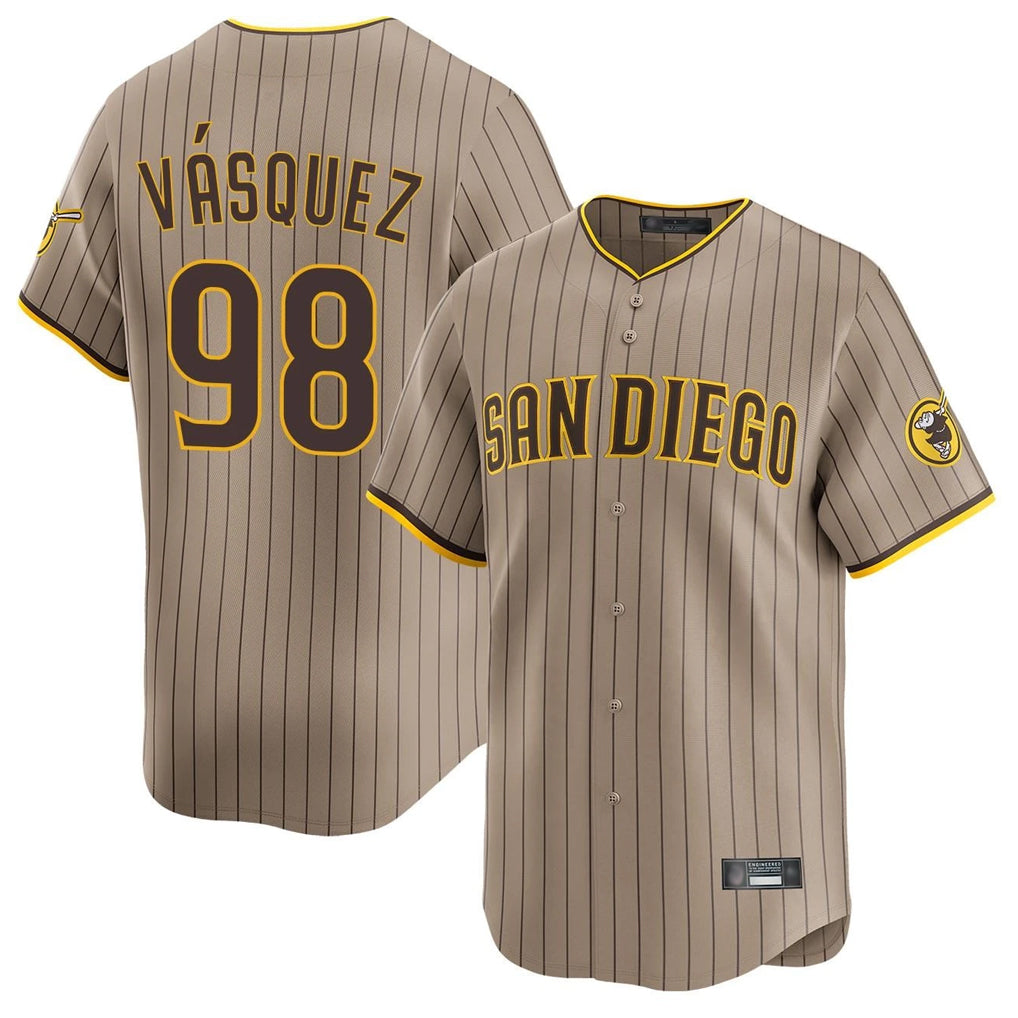 MATTH S.Diego Padres #98 Randy Vasquez Player Khaki Home Limited Stitched Jerseys