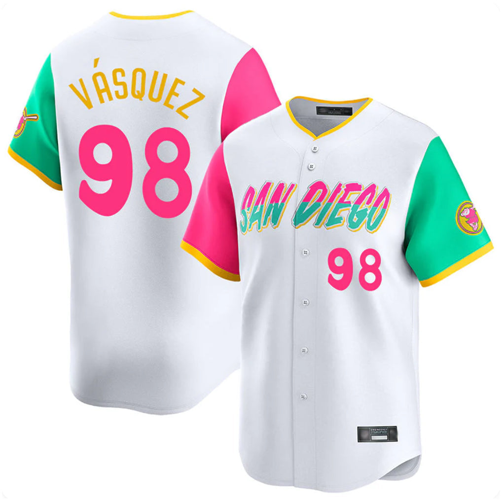 MATTH S.Diego Padres #98 Randy Vasquez Player White City Connect Home Limited Stitched Jerseys