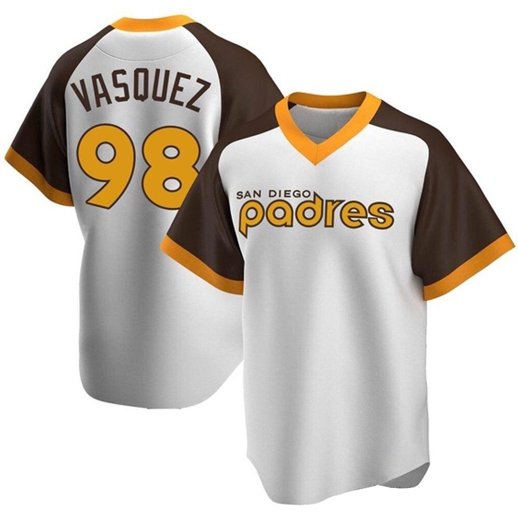MATTH S.Diego Padres #98 Randy Vasquez Player White Home Cooperstown Collection Replica Game Stitched Jerseys