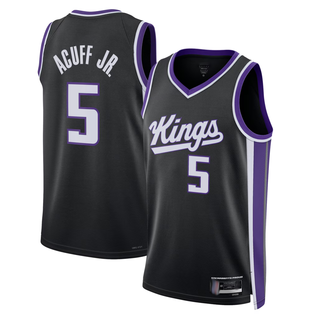 MATTH S.Kings #5 Darius Acuff Jr. Black Swingman Jerseys - Icon Edition