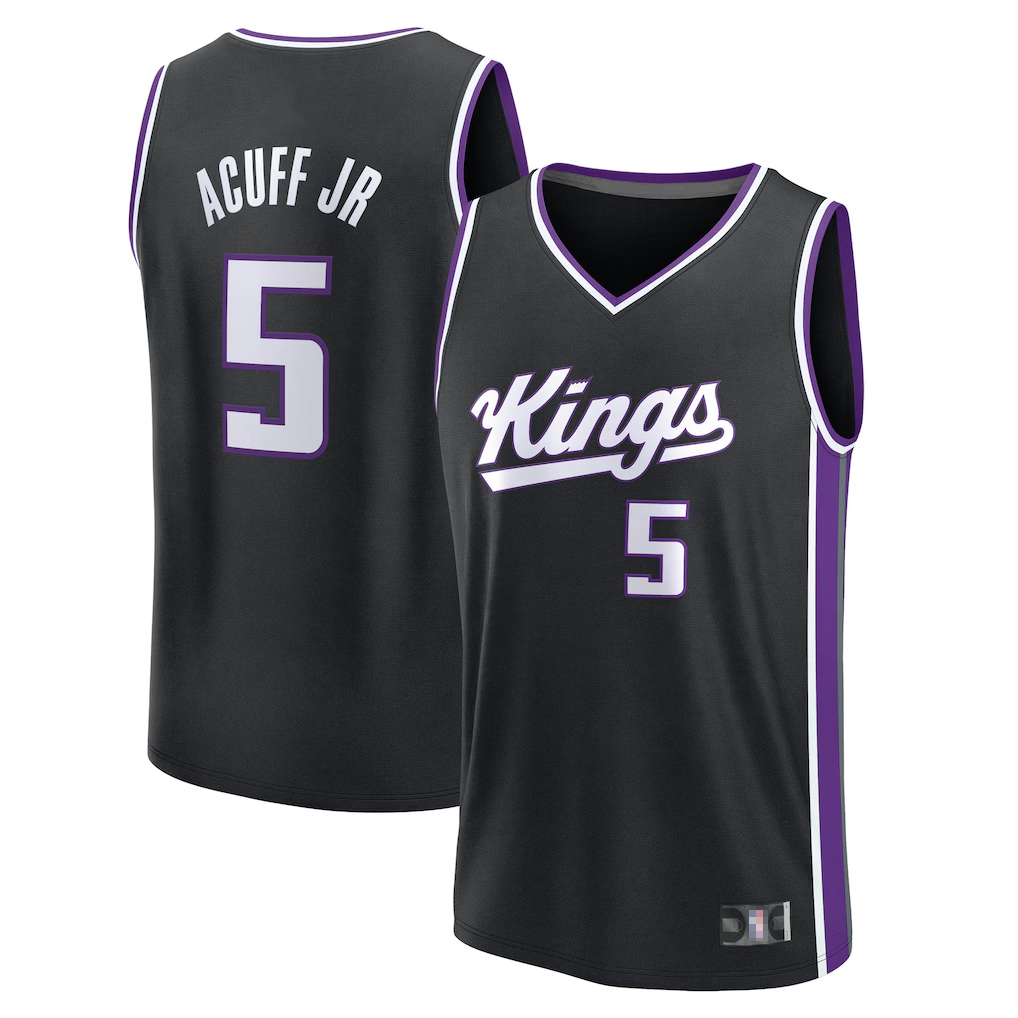MATTH S.Kings #5 Darius Acuff Jr. Fanatics Black 2026 Draft First Round Pick Fast Break Jerseys - Icon Edition