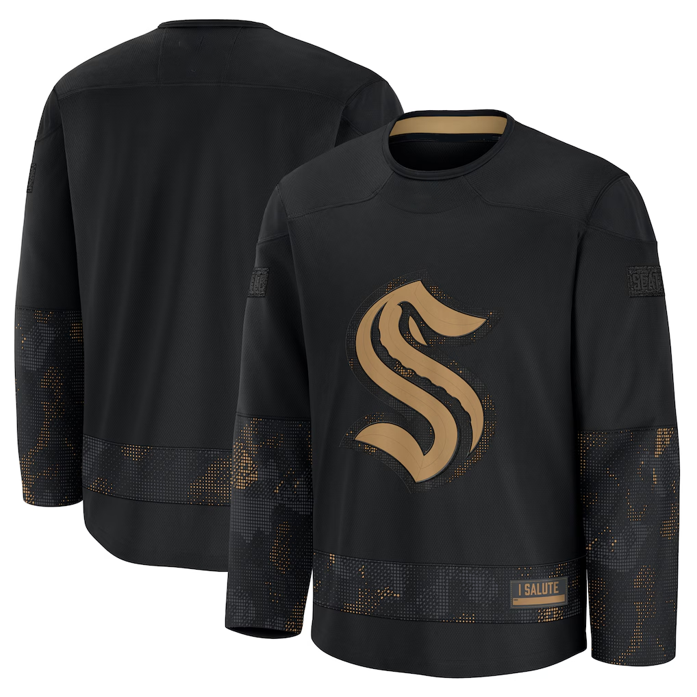 MATTH S.Kraken Black 2024 Military Appreciation Practice Jerseys