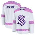 MATTH S.Kraken White Hockey Fights Cancer Survivor Practice Jerseys