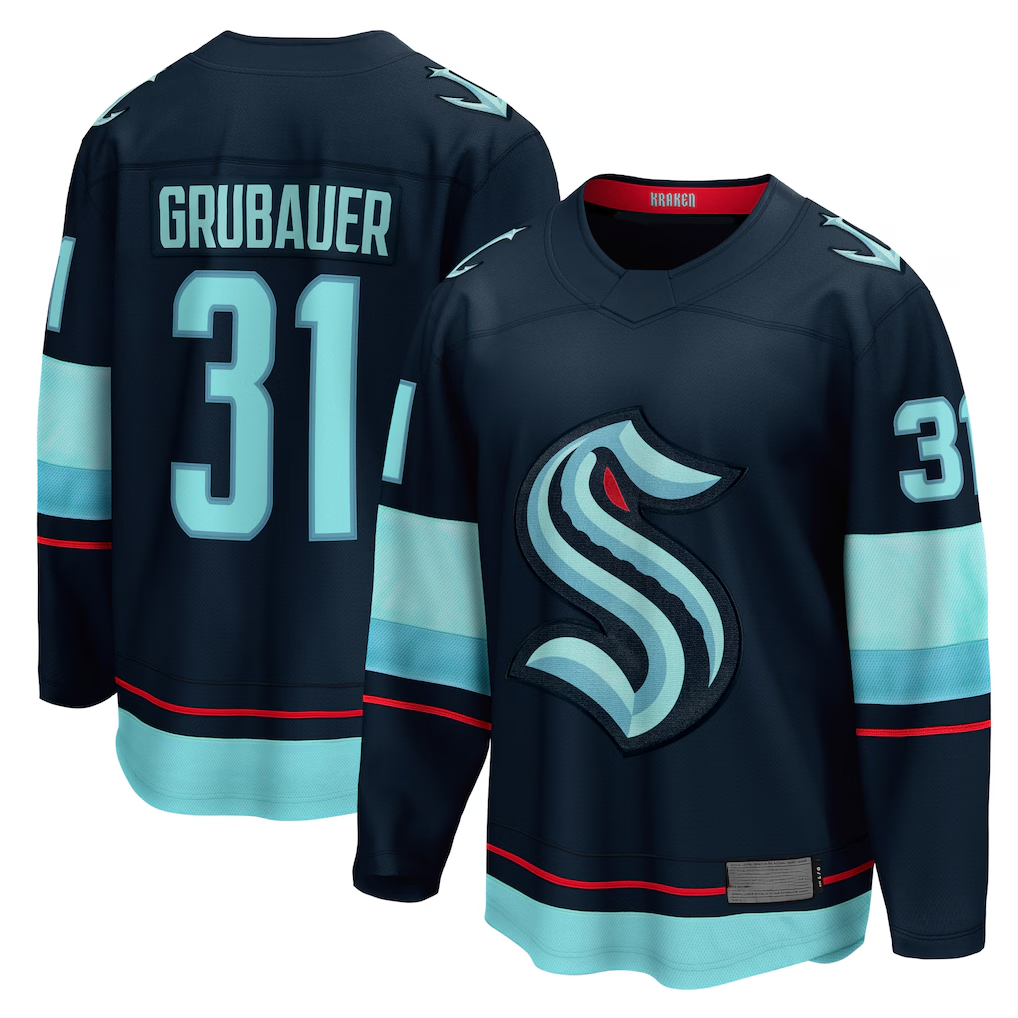 MATTH S.Kraken #31 Philipp Grubauer Navy Home Breakaway Player Jerseys