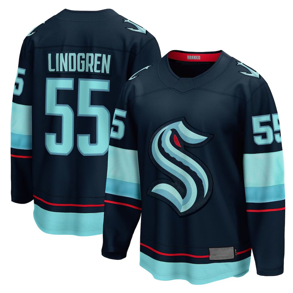 MATTH S.Kraken #55 Ryan Lindgren Deep Sea Blue Home Breakaway Jerseys