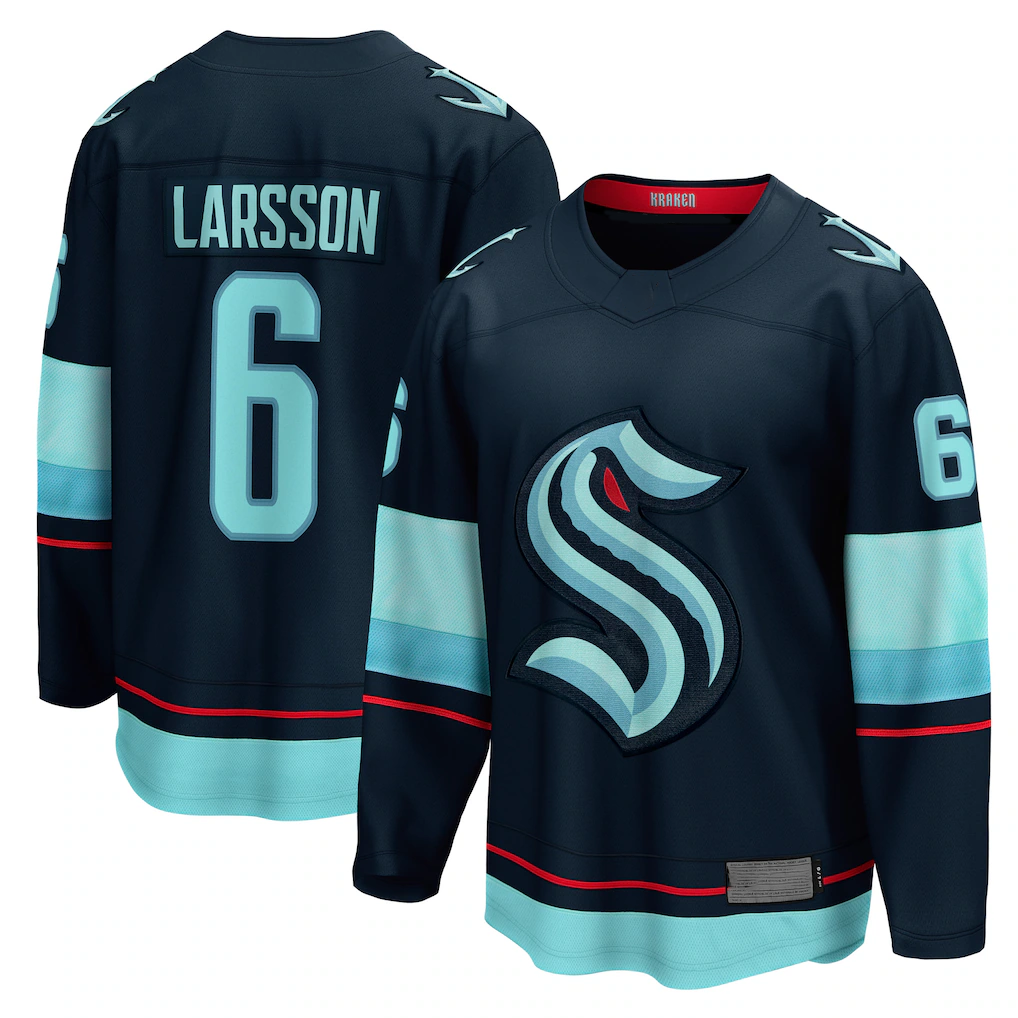 MATTH S.Kraken #6 Adam Larsson Deep Sea Blue Home Breakaway Player Jerseys