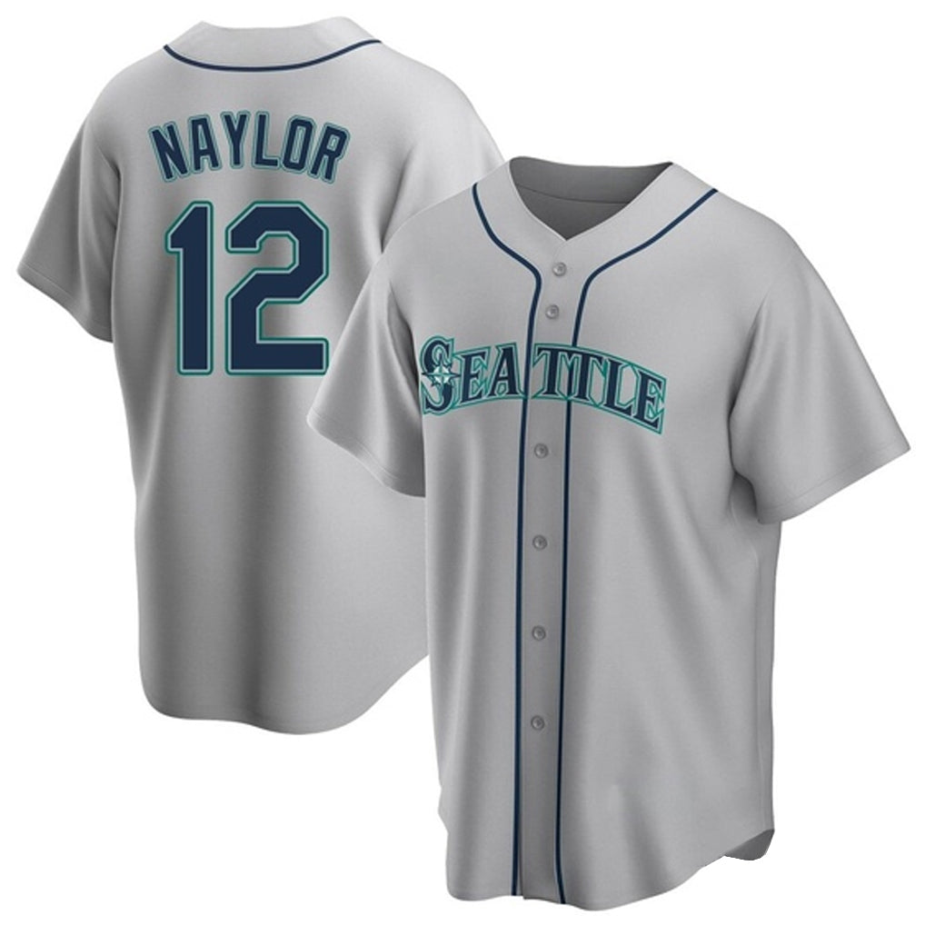 MATTH S.Mariners #12 Josh Naylor Player Gray Home Game Stitched Jerseys