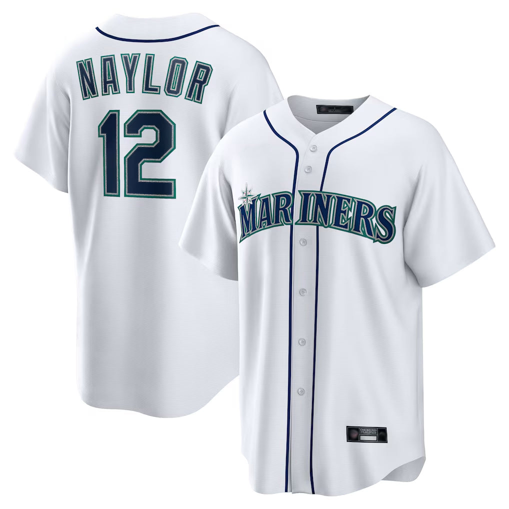 MATTH S.Mariners #12 Josh Naylor Player White Home Game Stitched Jerseys