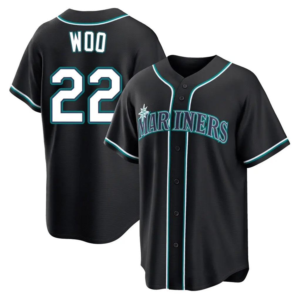 MATTH S.Mariners #22 Bryan Woo Player Black Fashion Home Limited Stitched Jerseys
