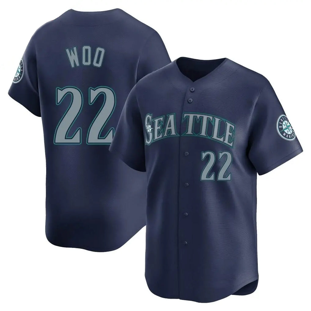 MATTH S.Mariners #22 Bryan Woo Player Navy Home Limited Stitched Jerseys