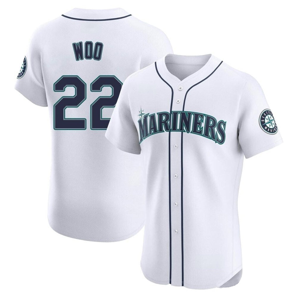 MATTH S.Mariners #22 Bryan Woo Player White Home Limited Elite Stitched Jerseys