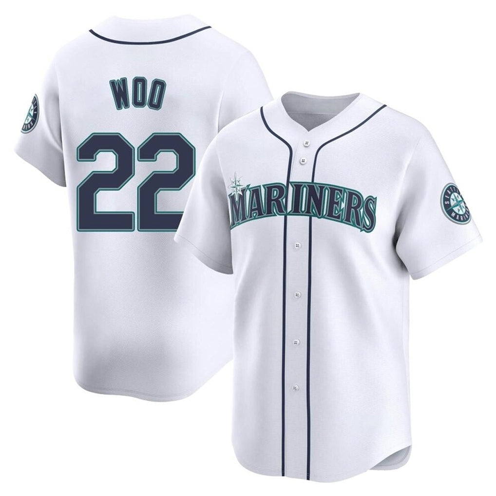 MATTH S.Mariners #22 Bryan Woo Player White Home Limited Stitched Jerseys