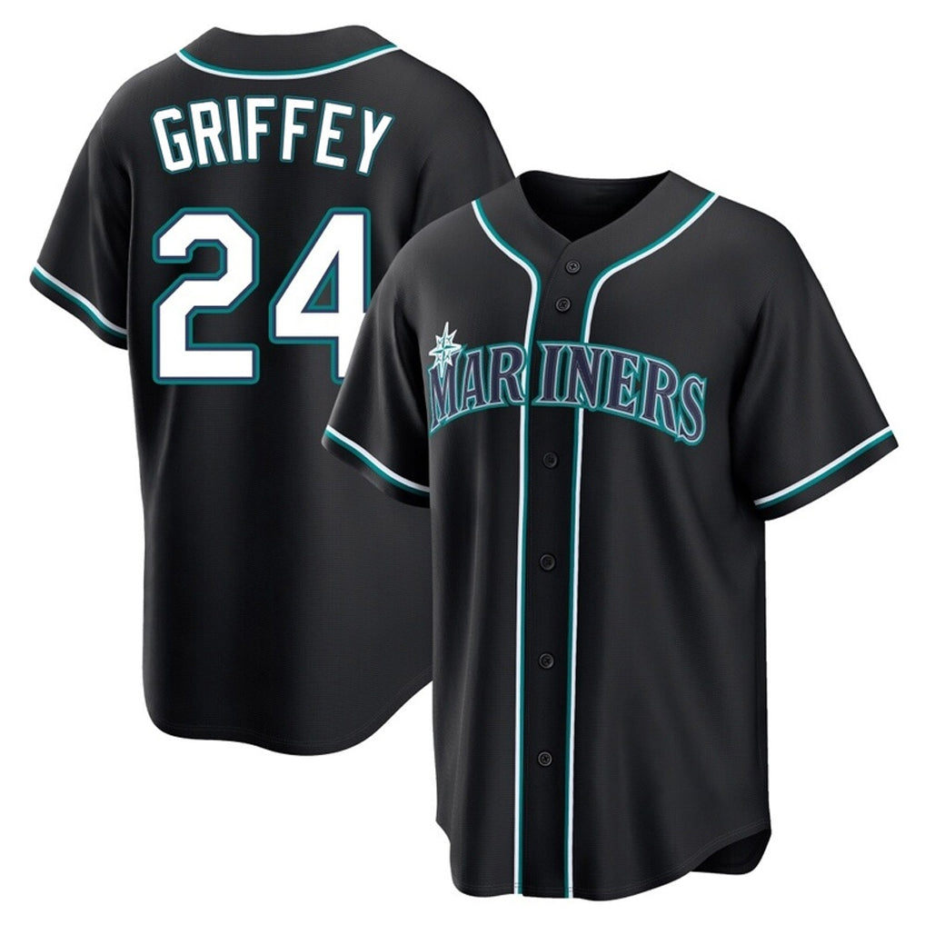 MATTH S.Mariners #24 Ken Griffey Jr Player Black Fashion Home Limited Stitched Jerseys