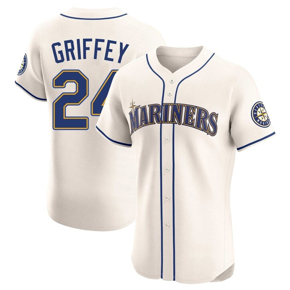 MATTH S.Mariners #24 Ken Griffey Jr Player Cream Home Limited Elite Stitched Jerseys