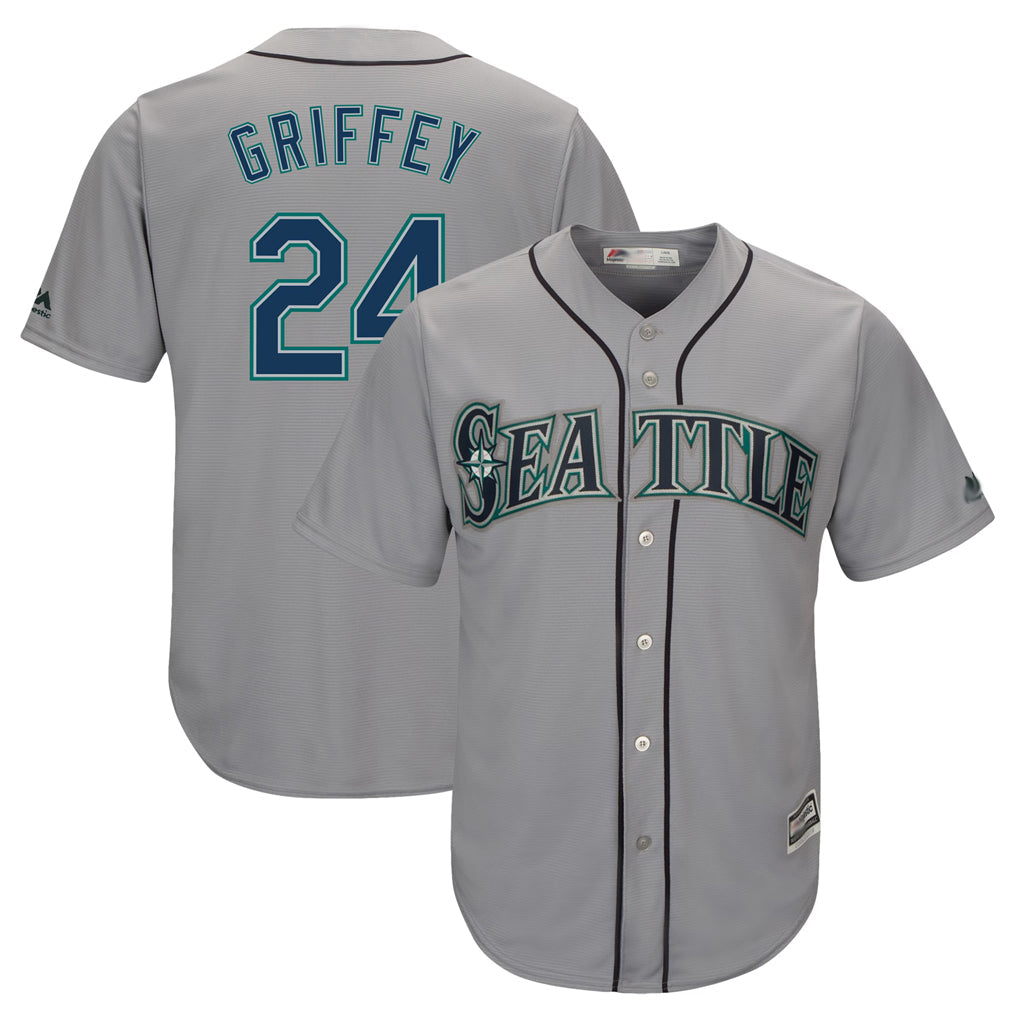 MATTH S.Mariners #24 Ken Griffey Jr Player Gray Cool Base Home Game Stitched Jerseys