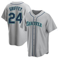 MATTH S.Mariners #24 Ken Griffey Jr Player Gray Home Game Stitched Jerseys