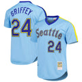 MATTH S.Mariners #24 Ken Griffey Jr Player Light Blue Mitchell & Ness Cooperstown Collection Game Stitched Jerseys