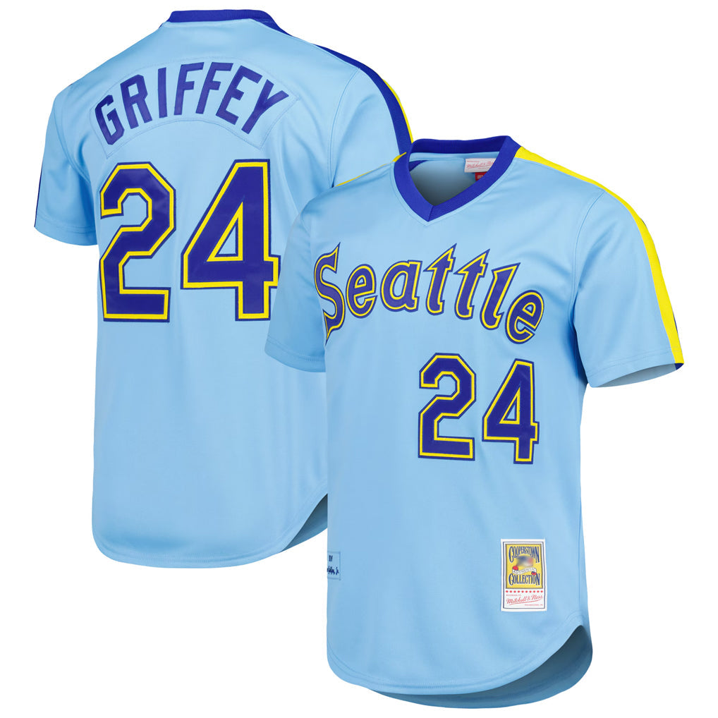 MATTH S.Mariners #24 Ken Griffey Jr Player Light Blue Mitchell & Ness Cooperstown Collection Game Stitched Jerseys