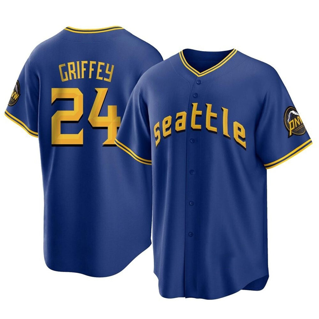 MATTH S.Mariners #24 Ken Griffey Jr Player Royal City Connect Home Game Stitched Jerseys
