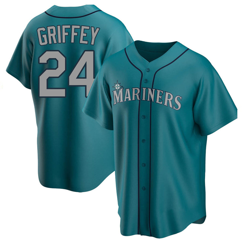 MATTH S.Mariners #24 Ken Griffey Jr Player Teal Home Game Stitched Jerseys
