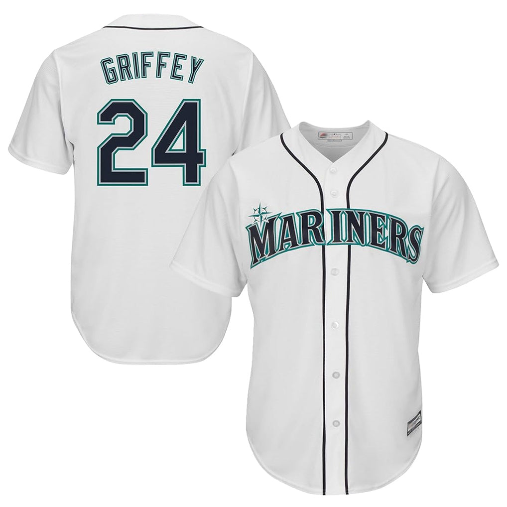 MATTH S.Mariners #24 Ken Griffey Jr Player White Cool Base Home Game Stitched Jerseys
