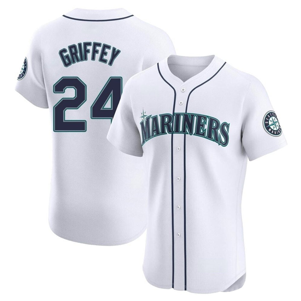 MATTH S.Mariners #24 Ken Griffey Jr Player White Home Limited Elite Stitched Jerseys