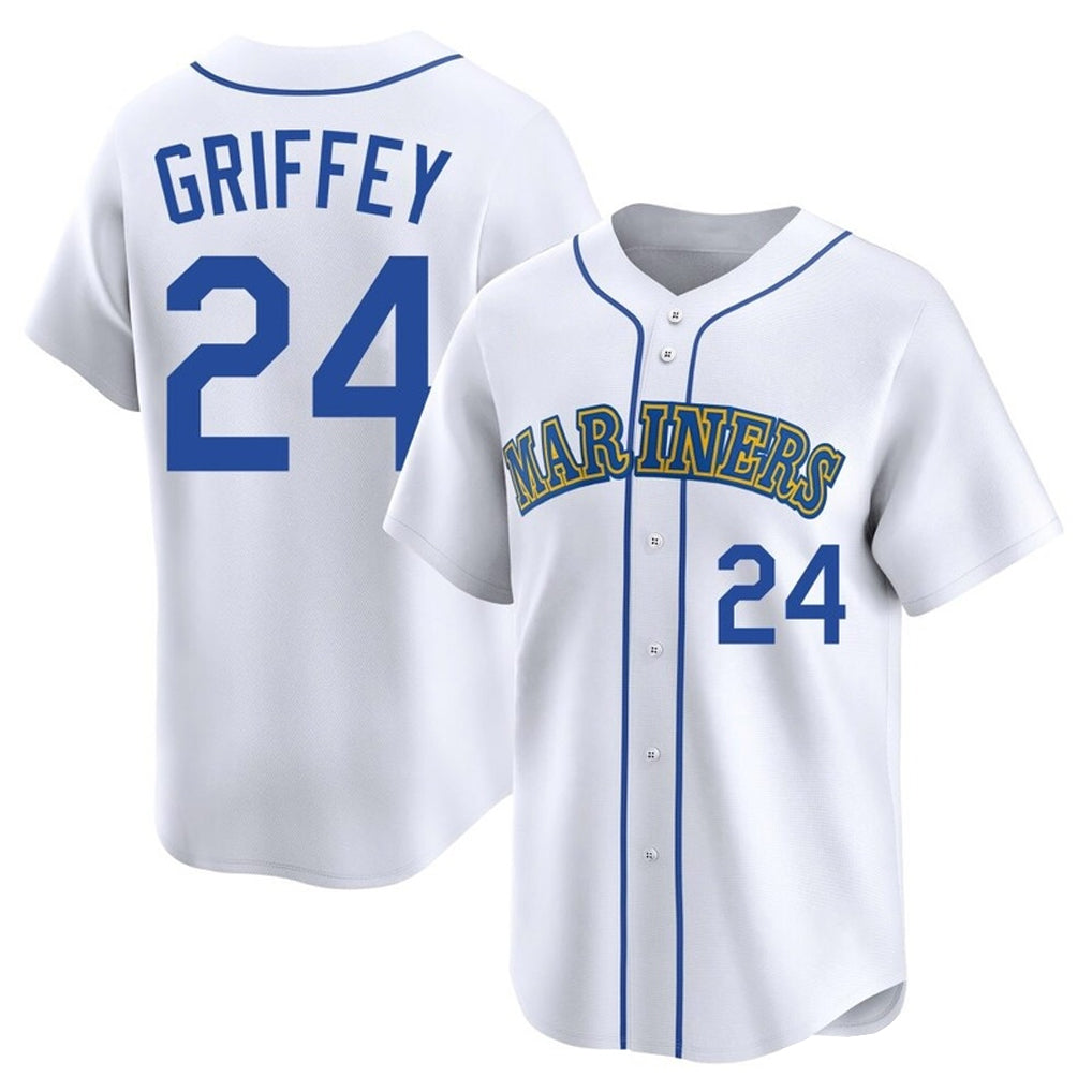 MATTH S.Mariners #24 Ken Griffey Jr Player White Pitch Fashion Game Stitched Jerseys