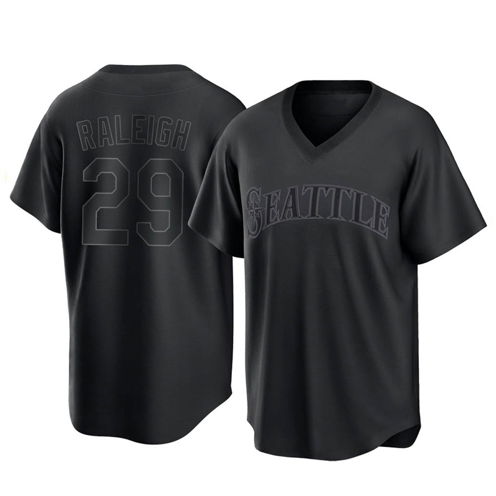 MATTH S.Mariners #29 Cal Raleigh Player Black Replica Fashion T-shirt Stitched Jerseys