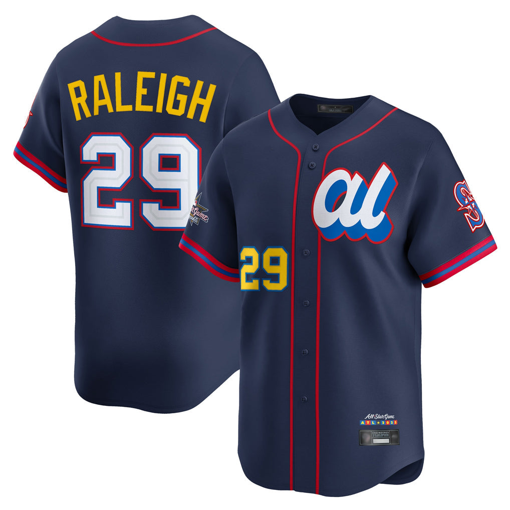 MATTH S.Mariners #29 Cal Raleigh Player Navy American League All-Star Edition Limited Stitched Jerseys